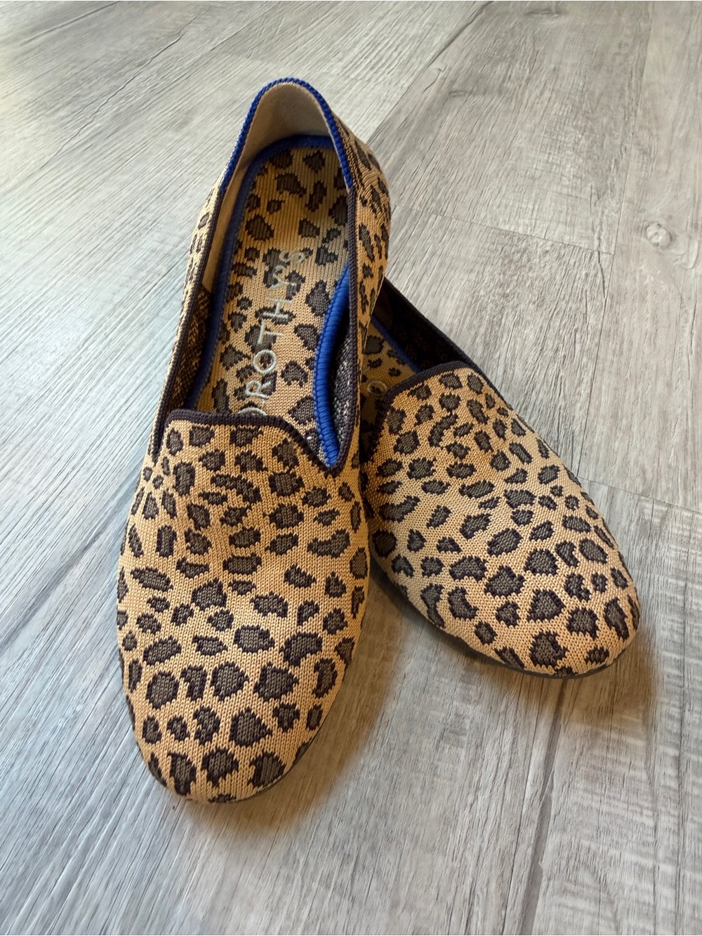 Rothy's Leopard Print Slip-On Flats in Tan and Black